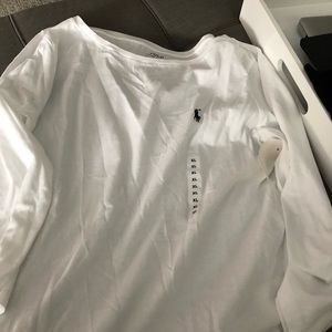 White long sleeve cotton polo shirt